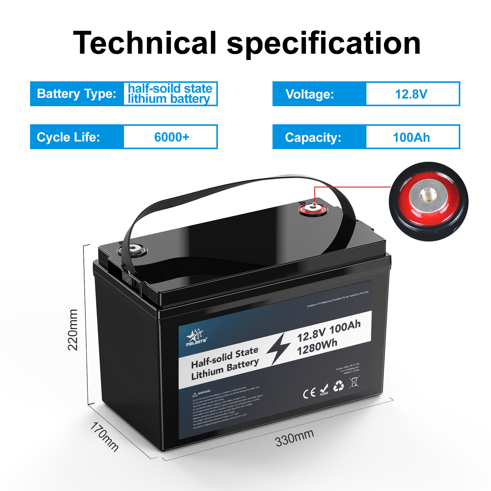 Melasta Reliability 12v 100ah Half-solid State Lithium Battery semi-solid state battery