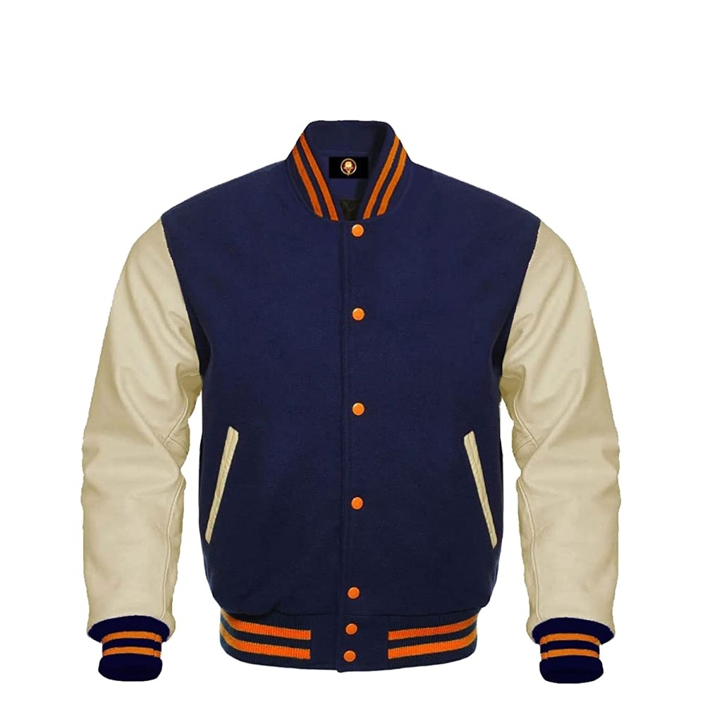 Customize Your Own Varsity Jacket Quality Letterman Varsity Jackets Black Leather Sleeves Purple Wool Body Custom