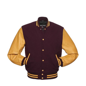 Customize Your Own Varsity Jacket Quality Letterman Varsity Jackets Black Leather Sleeves Purple Wool Body Custom