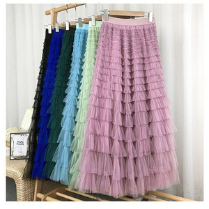 Q31214 Evening Tutu Women's Layered Ruffles High Waisted Swing Skirt dress Formal Pleated Boho Maxi Fluffy Tulle Skirts