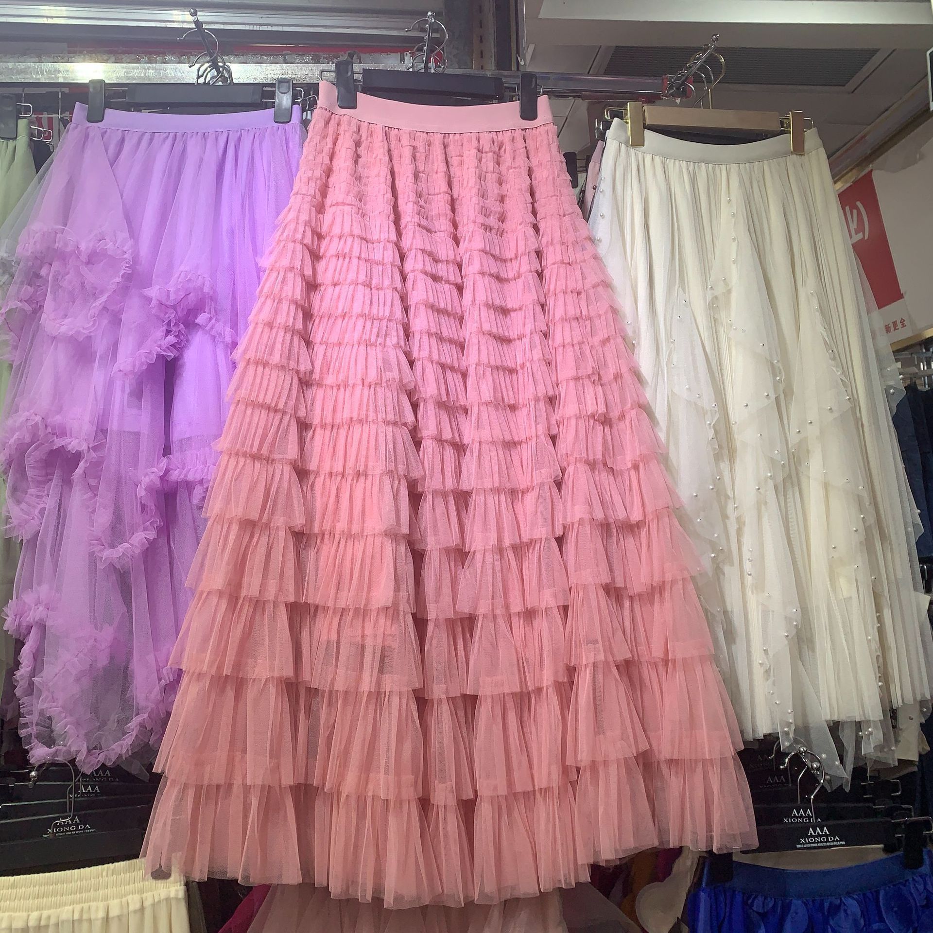 Q31214 Evening Tutu Women's Layered Ruffles High Waisted Swing Skirt dress Formal Pleated Boho Maxi Fluffy Tulle Skirts