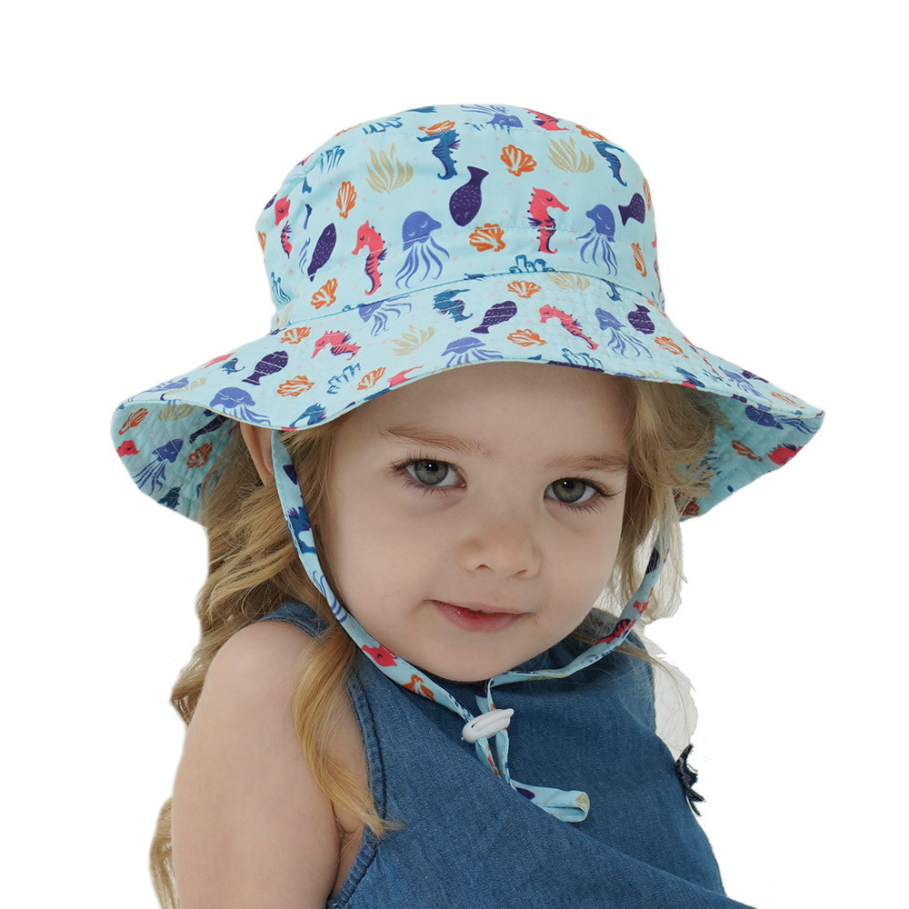 0-6years RTS Customized Adjustable Baby Sun Hat UV Summer Sunshade Bucket Hat Kids Wide Brim Hats