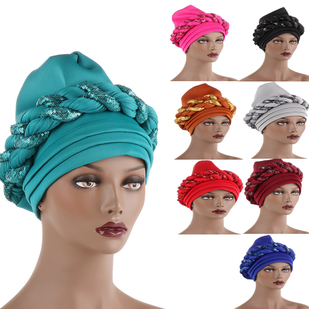 J304010 Exaggerated Party Weeding Turban Hat Women Muslim Turban Cap High Quality Headwrap Beaded Arabian Cap Hat