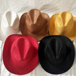 Y049 special sell suede standard crazy hat with hard top and adult size cowboy with belt