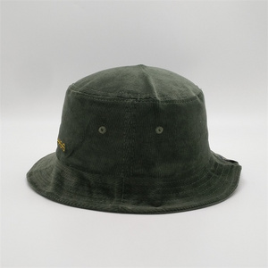 Custom Fashion Embroidery High Quality Corduroy Collapsible Foldable Fishing Cap Short Brim Bucket Hat With Label