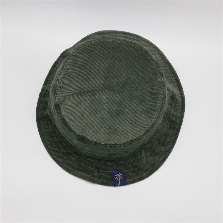 Custom Fashion Embroidery High Quality Corduroy Collapsible Foldable Fishing Cap Short Brim Bucket Hat With Label