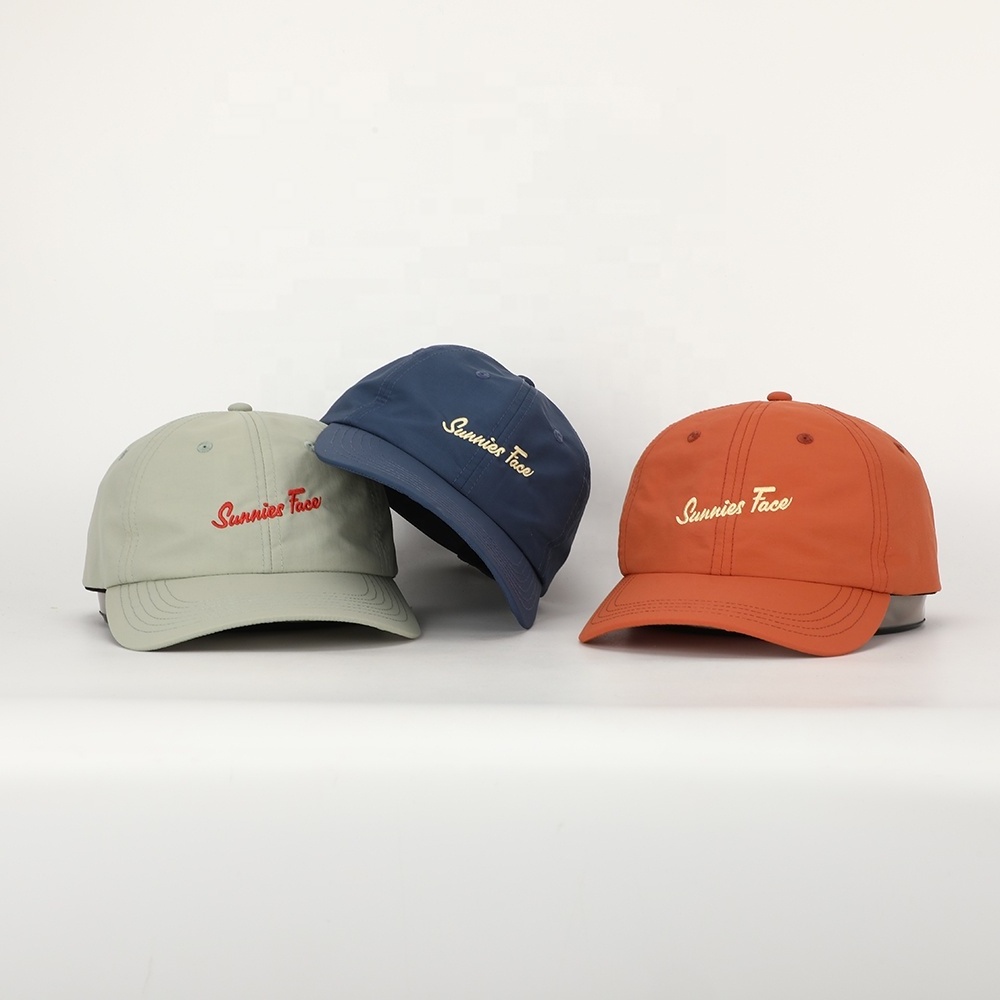 Oem Custom 6 Panel Embroidery Logo Baseball Cap,Men Women Outdoor Sports Quick Dry Nylon Gorras,Unstructured Dad Hat