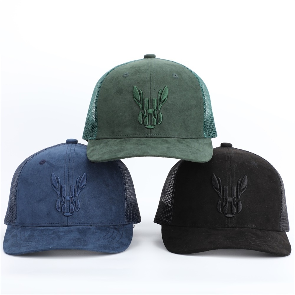 Wholesale Custom 6 Panel High Quality Plain 112 Style Suede Trucker Cap,Men 3D Embroidery Logo Pre Curved Mesh Back Baseball Hat