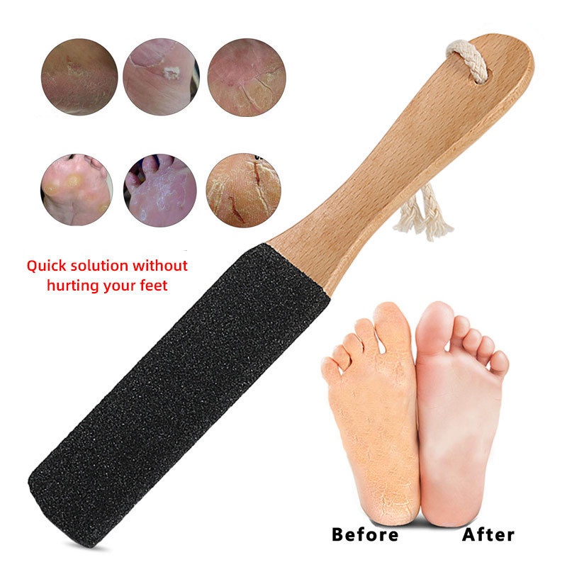 Pumice Stone Foot File, Callus Remover for Feet with Wooden Handle, Pedicure Foot Scrubber to Remove Dead Skin