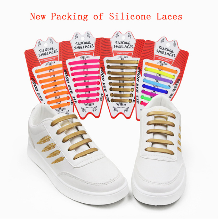 New Arrivals Flat Silicone Shoes Laces Rubber Shoelaces No Tie Elastic Anchor Laces