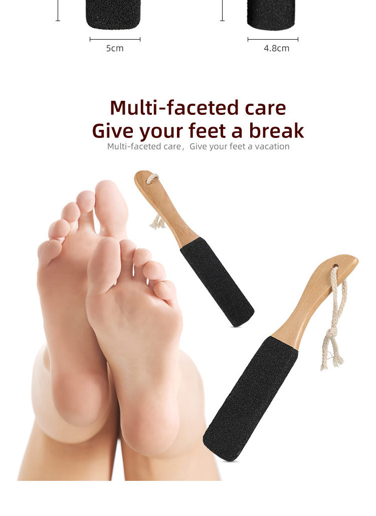 Pumice Stone Foot File, Callus Remover for Feet with Wooden Handle, Pedicure Foot Scrubber to Remove Dead Skin