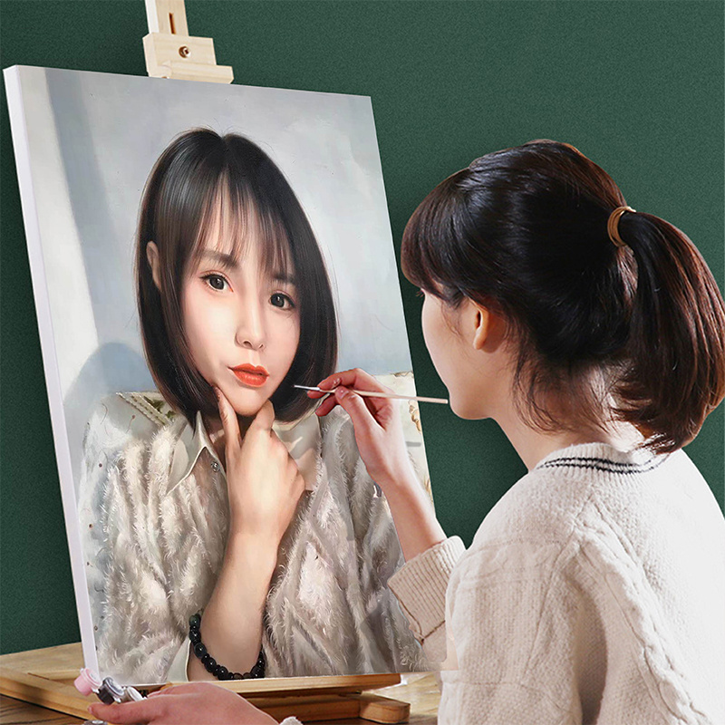 Custom Picture Design Oil Painting Realist Hand painted Reproduction Figure Portrait Painting from Photo