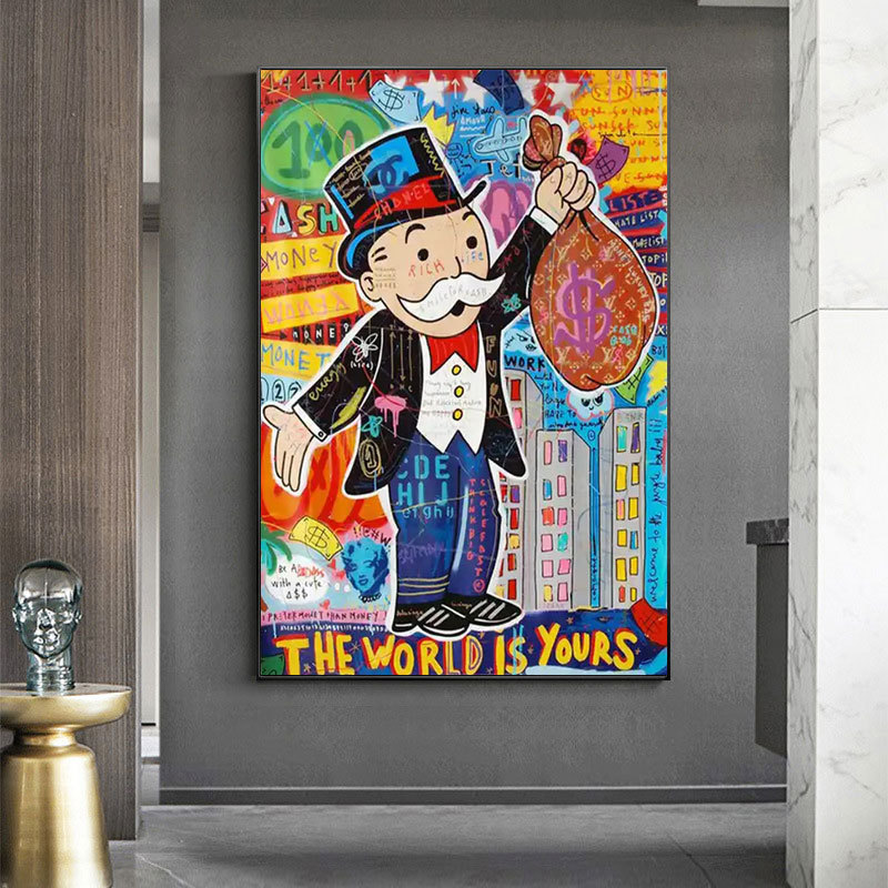 New Design Contemporary Picture Graffiti Wall Art Decor Alec Monopoly Oil Painting Hand Painted Canvas pop Art