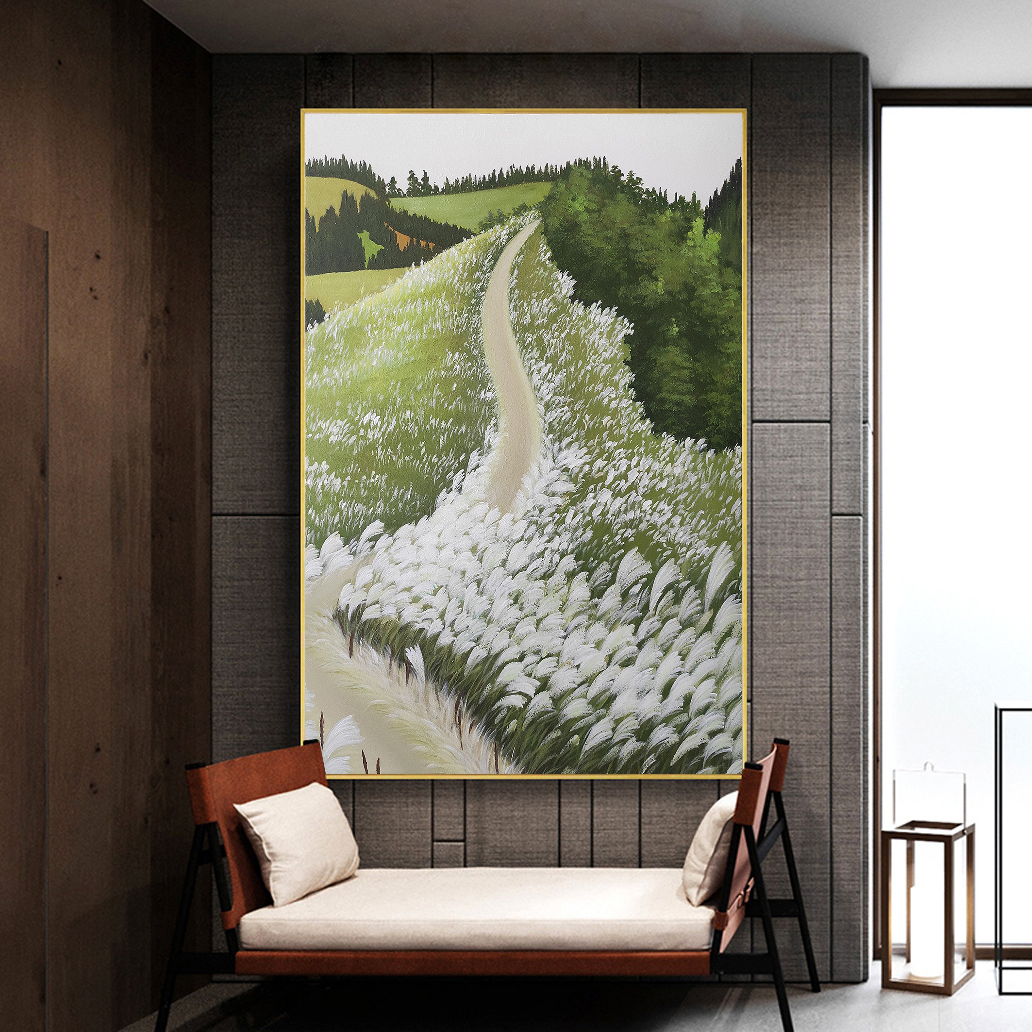 Handmade Landscape Oil Painting of Flowers Pure Canvas Art Picture Frame Wall Art Decoration