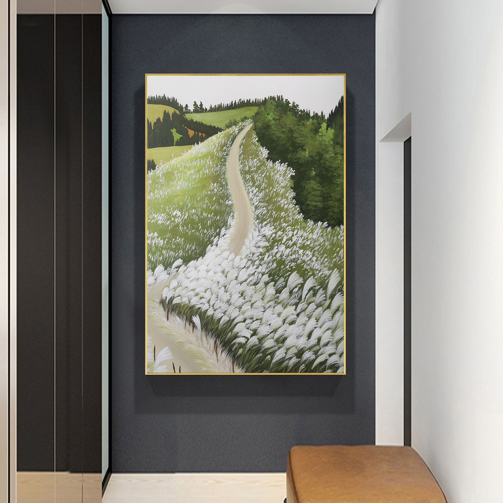 Handmade Landscape Oil Painting of Flowers Pure Canvas Art Picture Frame Wall Art Decoration