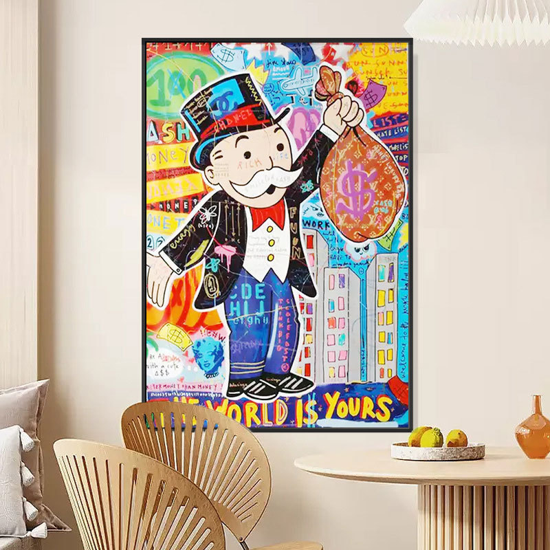 New Design Contemporary Picture Graffiti Wall Art Decor Alec Monopoly Oil Painting Hand Painted Canvas pop Art