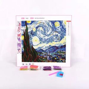 Custom Hot Sale 5D Full round Drill Van Gogh's Starry Night DIY Diamond Painting  Landscape Paintings Series