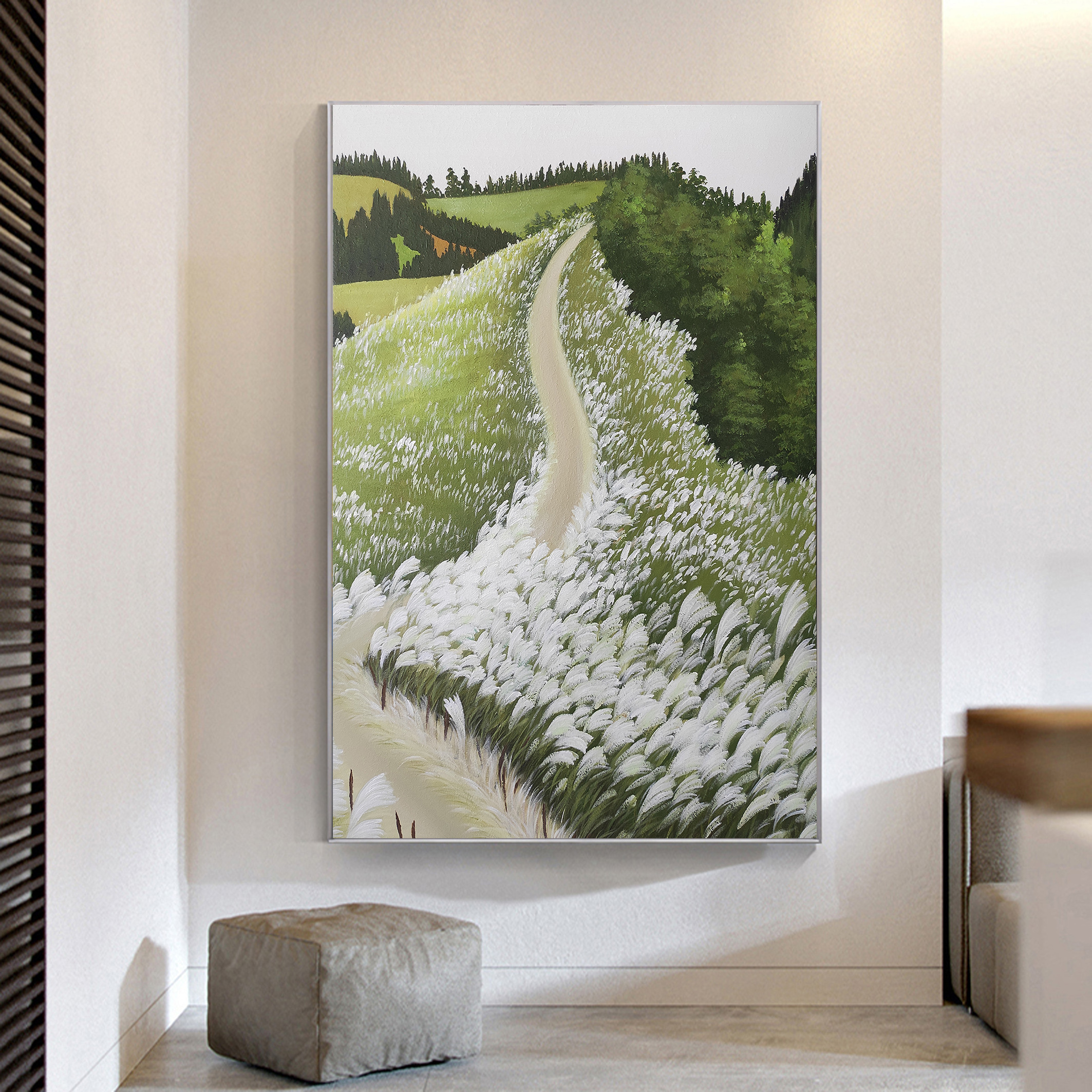 Handmade Landscape Oil Painting of Flowers Pure Canvas Art Picture Frame Wall Art Decoration