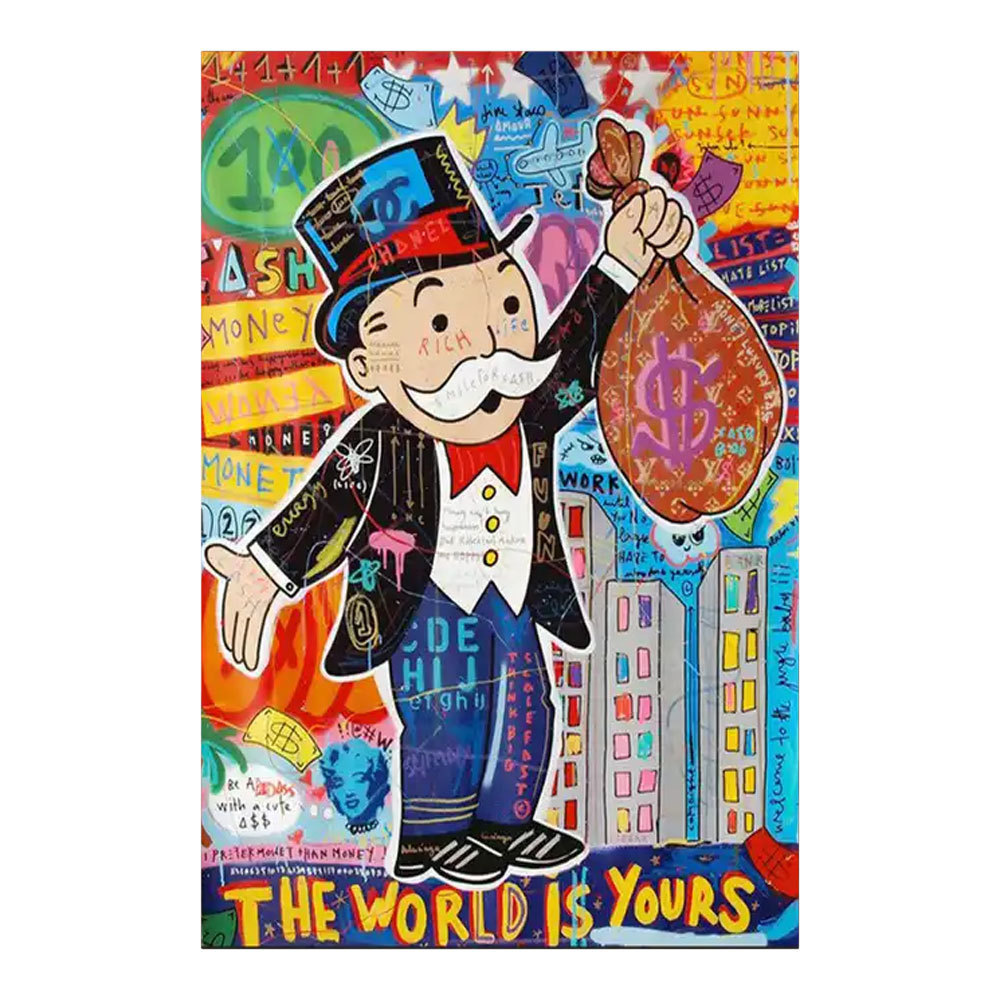 New Design Contemporary Picture Graffiti Wall Art Decor Alec Monopoly Oil Painting Hand Painted Canvas pop Art