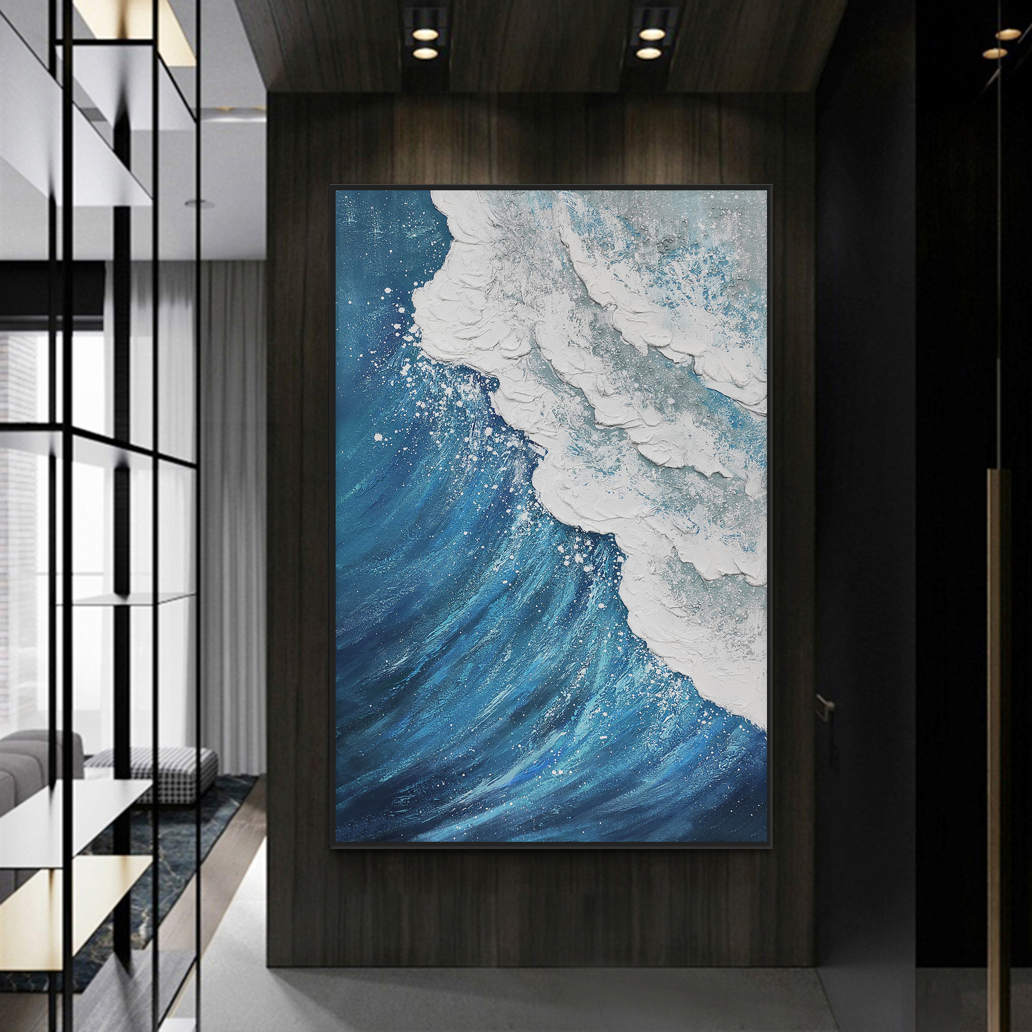 High Quality Handmade Oil Painting Thick Texture Abstract Seascape Wall Art Decoration for Home or Office