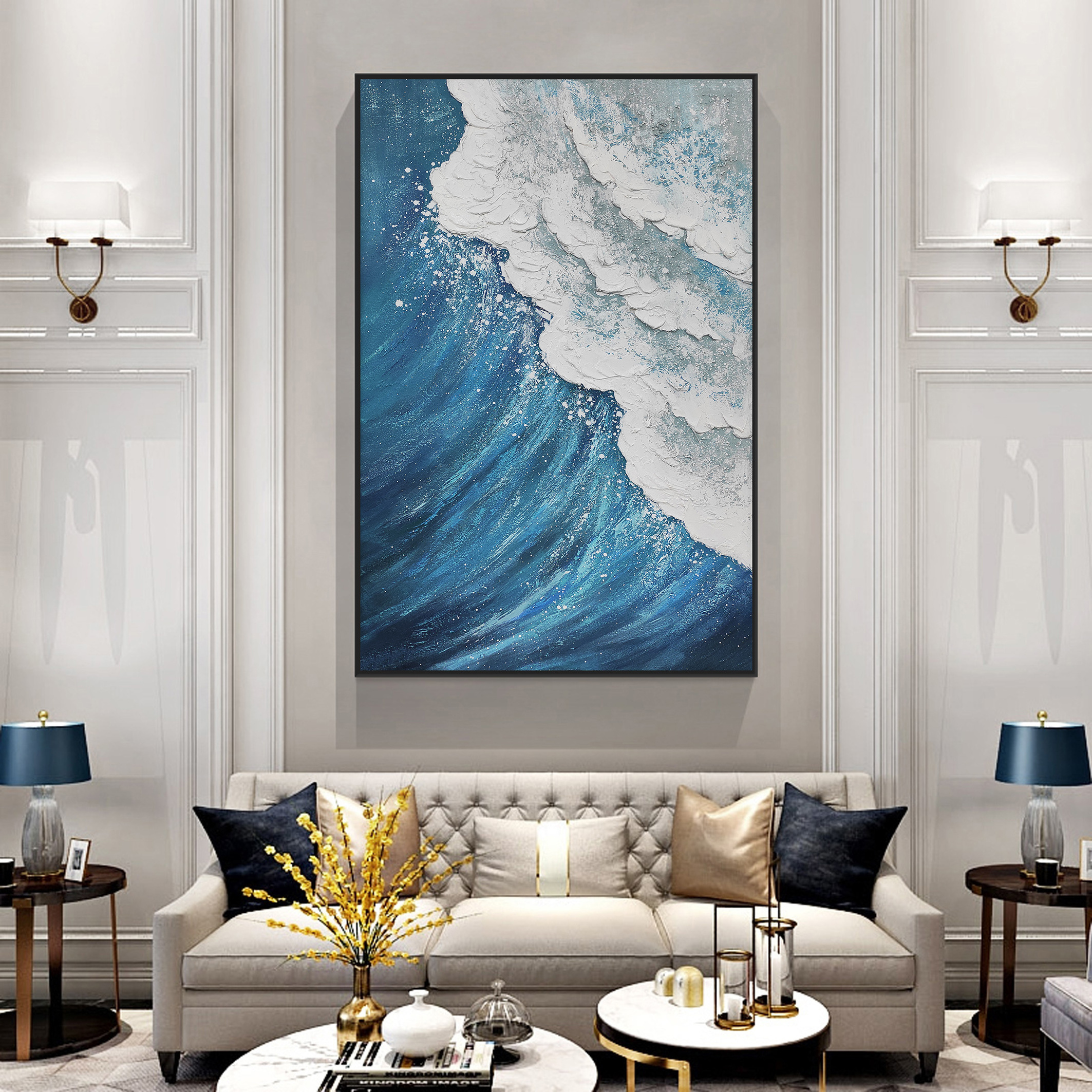 High Quality Handmade Oil Painting Thick Texture Abstract Seascape Wall Art Decoration for Home or Office