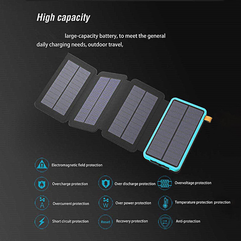 Solar Panels Power Bank 10000mah 20000mah Outdoor Wholesale Portable Charger Mini Powerbank with Solar Panels for Mobile Phone