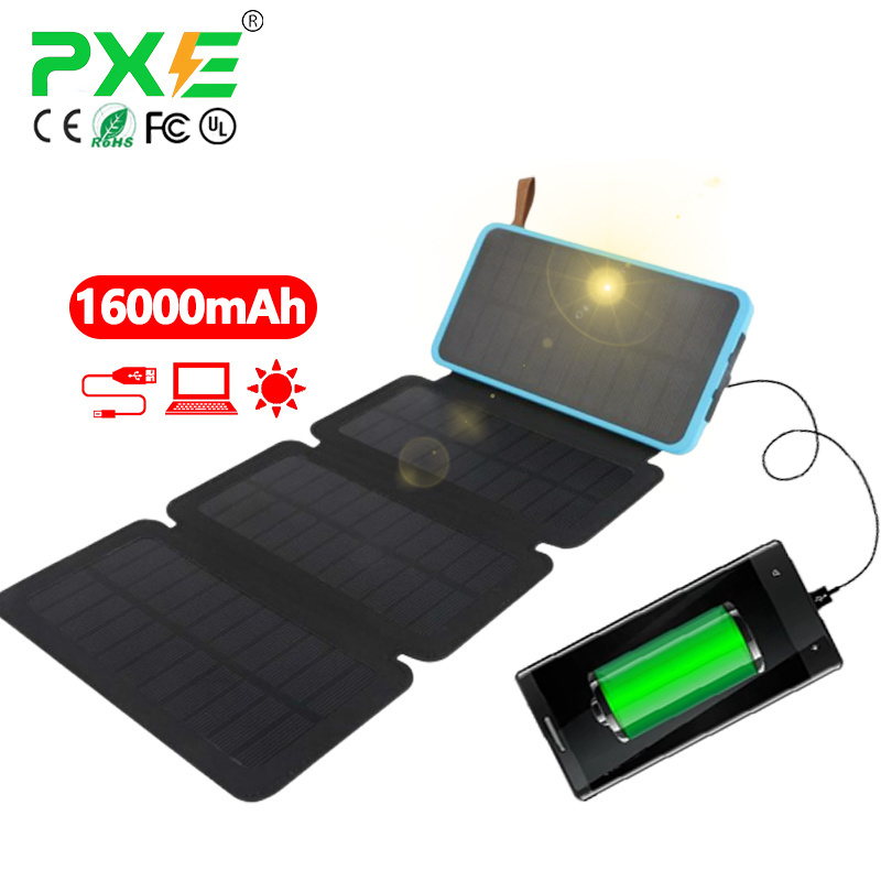 Solar Panels Power Bank 10000mah 20000mah Outdoor Wholesale Portable Charger Mini Powerbank with Solar Panels for Mobile Phone