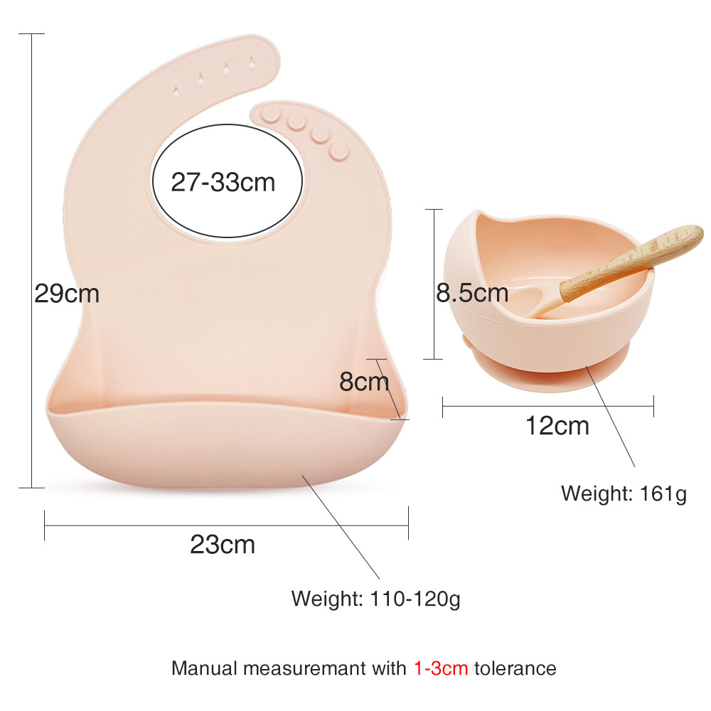 2022 bpa free dinnerware baby bib plate feeding bowls tableware for kid with suction Silicone Baby feeding set