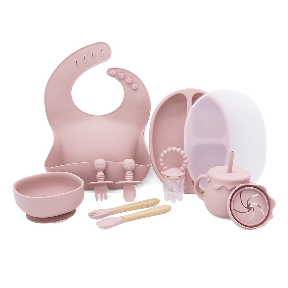 New Baby Gift Sets Printed Logo Wholesale Tableware BPA Free Baby Feeding Set