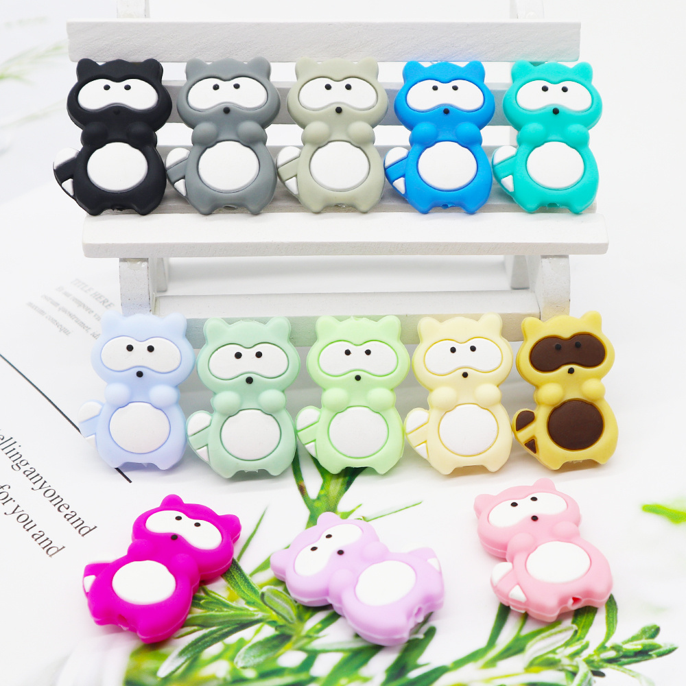 BPA Free Melikey Animal Toy Teether Pendant Silicone Raccoon Bead