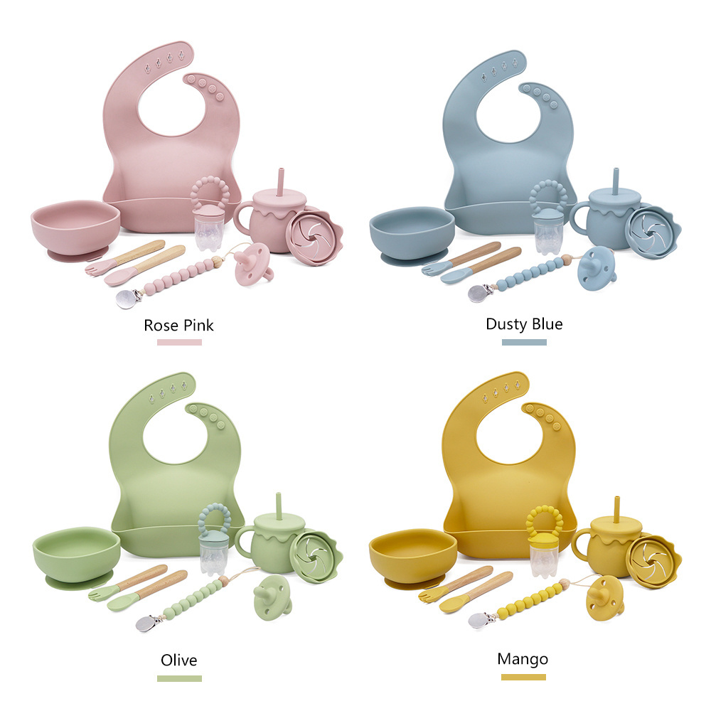 New Baby Gift Sets Printed Logo Wholesale Tableware BPA Free Baby Feeding Set