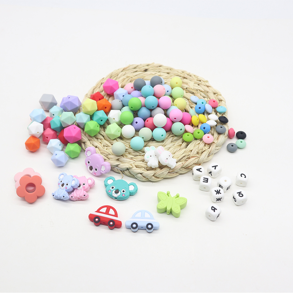 Wholesale Custom 60 Colors Bpa Free silicone beads baby teether Food Grade Round Chew 9mm 12mm 15mm 20mm silicone beads 15mm