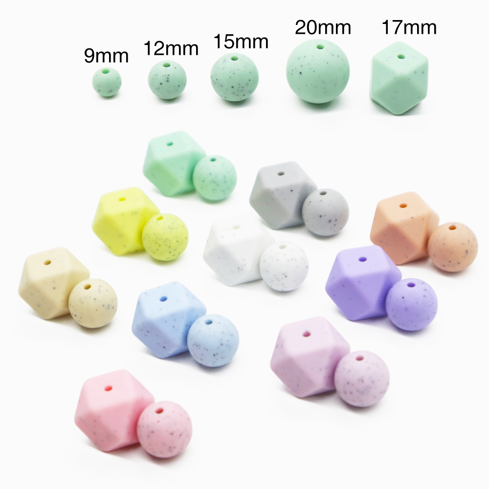 Wholesale Custom 60 Colors Bpa Free silicone beads baby teether Food Grade Round Chew 9mm 12mm 15mm 20mm silicone beads 15mm