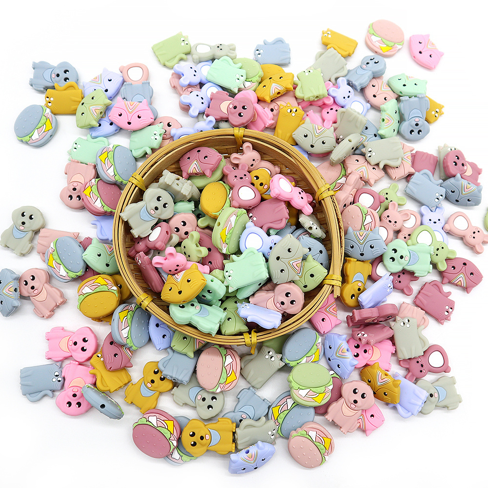 BPA Free silicon food grade baby teether silicone chew beads bulk for baby 15 mm silicone beads bpa free animals