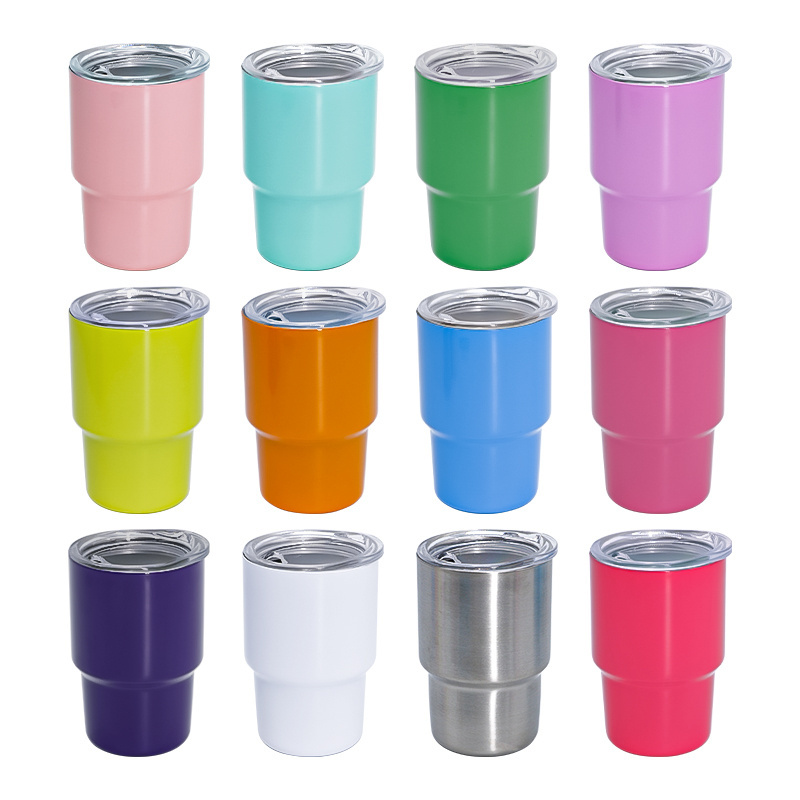 USA warehouse 2oz Stainless Steel tumbler shot glass Sublimation Blank mini cute small bar 2oz car tumbler shot glass with lid