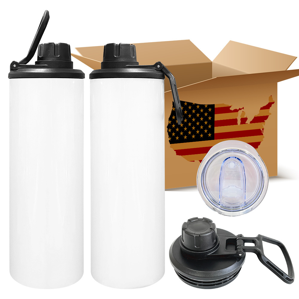 Wholesale Bulk 20 Oz Stainless Steel Blank White Multifunctional Dual Lid 20Oz Skinny Straight Sublimation Tumbler