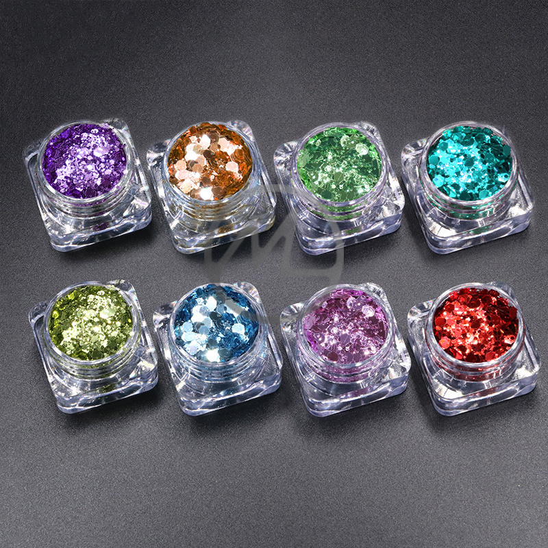 Wholesale Eco Friendly Polyester Flakes Mixed Metallic Chunky Glitters For Face Body Hair Nail Art Tumbler Crafts