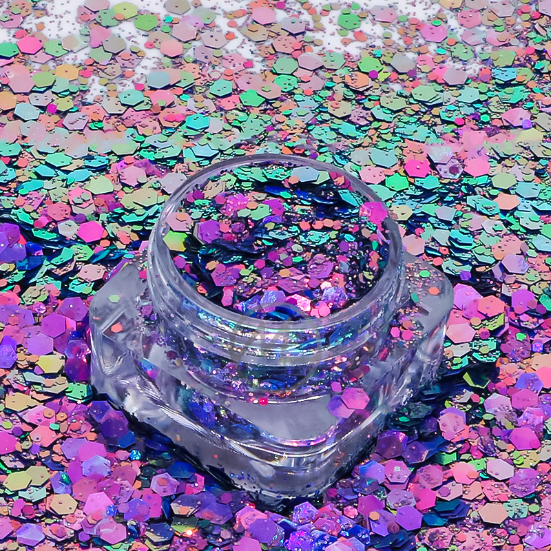 Bulk Chameleon Color Changing Purple Yellow Green Glitter Eye Face Crafts Nail Chunky Glitter Mix Color Shifting Glitter