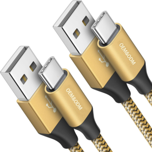 2024 customization Gold USB-C to USB A Cable 3.1A Fast Charging USB Type C Charger Cord Compatible with iPhone 15/15 Plus 15 Pro