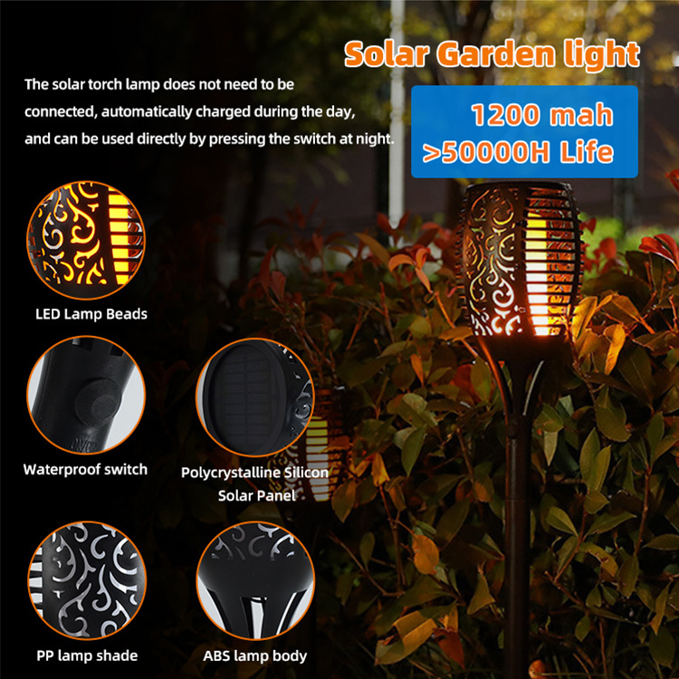 MELINZ Led Solar Garden Light Solar Lawn Lamp Ip65 Remote Control Waterproof Solar Lights For Gardens Flames