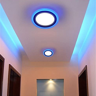 3+3w 6+3w 12+4w 18+6w Double Color Surface Recessed Mounted Slim Round Square Led Panel Light