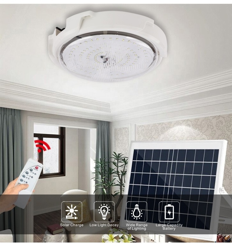 Indoor Solar Ceiling Light with Remote Control Waterproof  Ceiling Solar Light Lamp for Indoor Outdoor Solar Light Home House