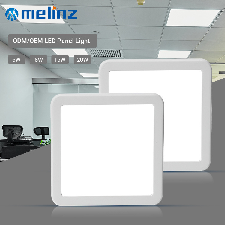 MELINZ Hot Sales Die-cast Aluminum Square Round Recessed Smd Panellight Hall Indoor 6 8 15 20 W Ceiling Led Panel Light