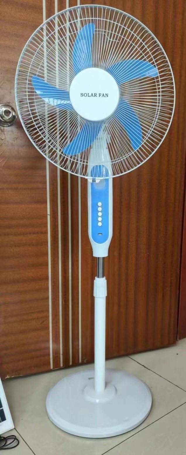 China Factory 16inch 18inch 12v Dc Solar Ac Dc Fan Solar Rechargeable Fan With Solar Panel Usb Charge And Led Light