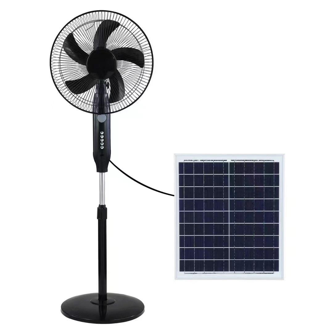 China Factory 16inch 18inch 12v Dc Solar Ac Dc Fan Solar Rechargeable Fan With Solar Panel Usb Charge And Led Light