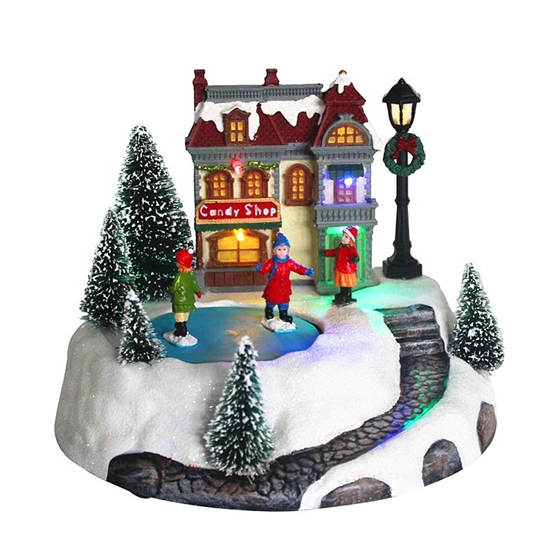 Light Up The Christmas Village Revolving Kids & Fibre Optic River Decorate Led Light For Window Scene Decoration