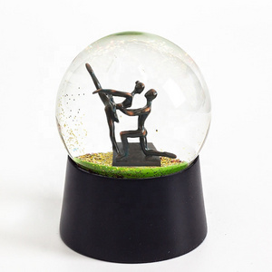 120mm of Resin Ballet Dancer Snow Globe Music Box with LED Lights Dancing Ballerina Water Ball Sculpture for Home Decoration