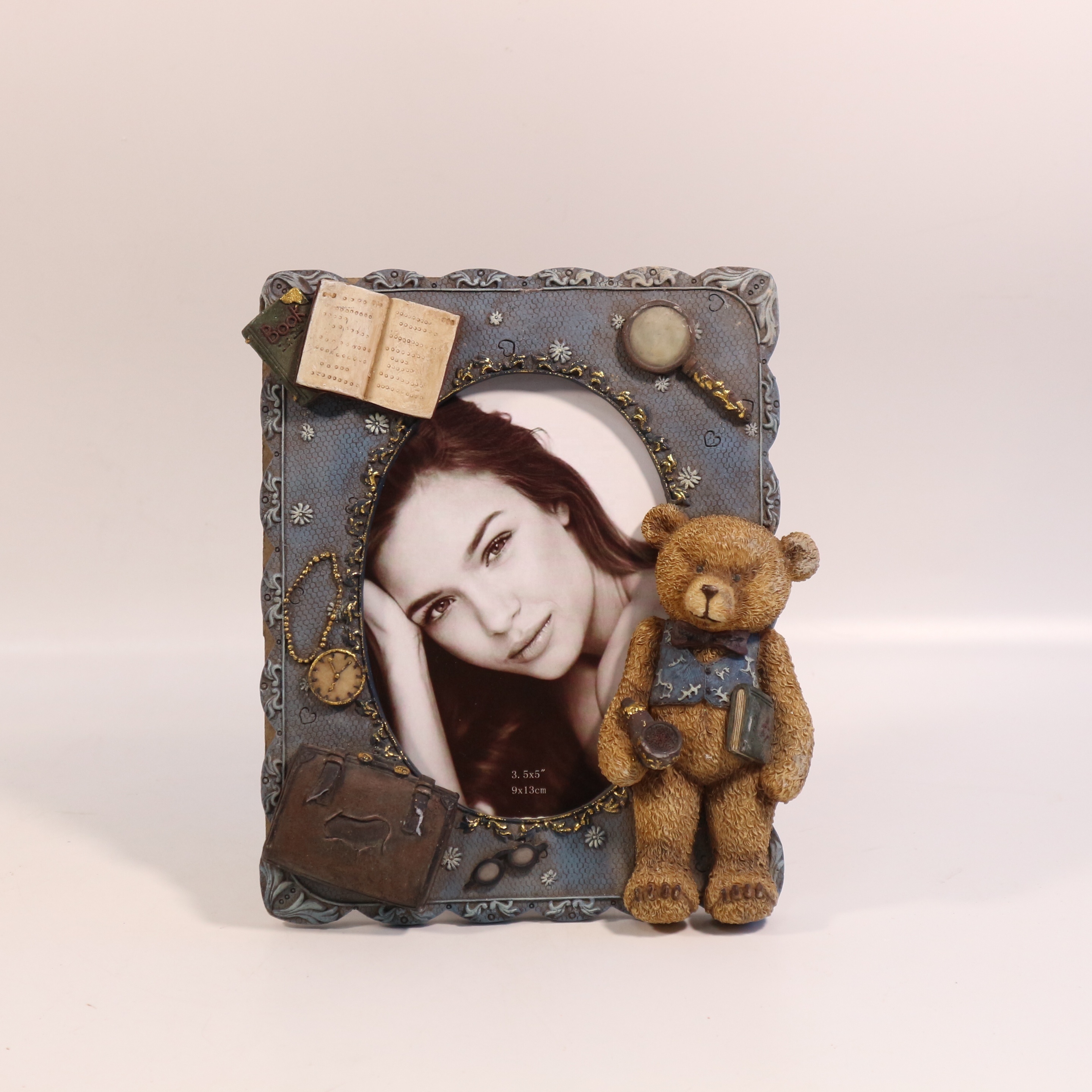 Wholesale Photo Frame Resin Picture Frame 3D Funny Teddy Bear Statue Square Shape Photo Frame for Kinds Present