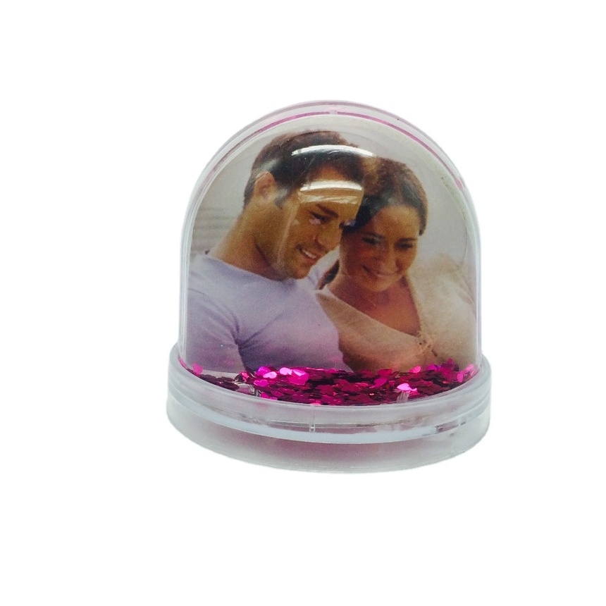 DIY Plastic Glitter Base Clear Acrylic Dome Photo Insert Water Globe Plastic Empty Snow Globe