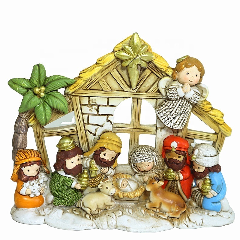 Miniature Nativity Scene Religious Gift Ornament Saint Joseph Catholic Religious Resin Christ Birth Cartoon Character Statues